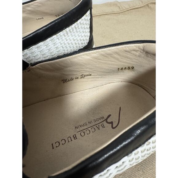 Bacco Bucci Shoes Mens Size 9.5 White Black LAMA Woven Slip On Loafers Casual main image 4
